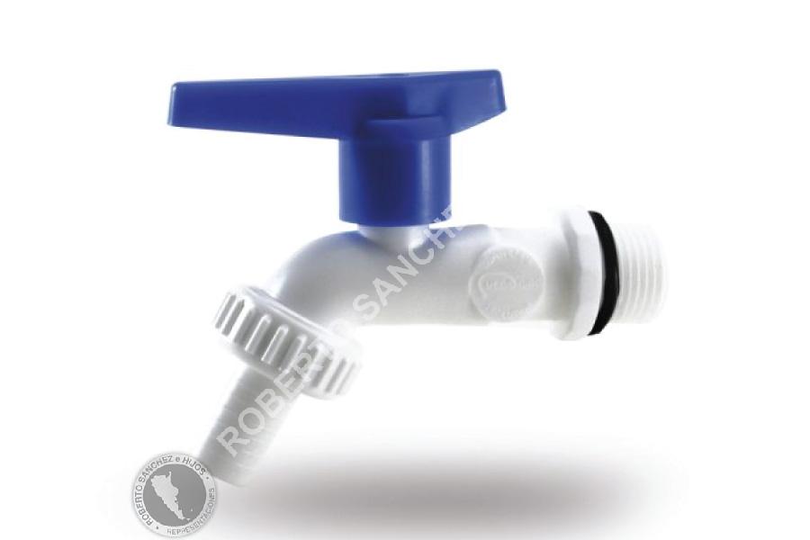 CANILLA ESFERICA DE POLIPROPILENO  1/2" CON MANIJA PALANCA Y MANGA (OFERTA X 100 UNIDADES)