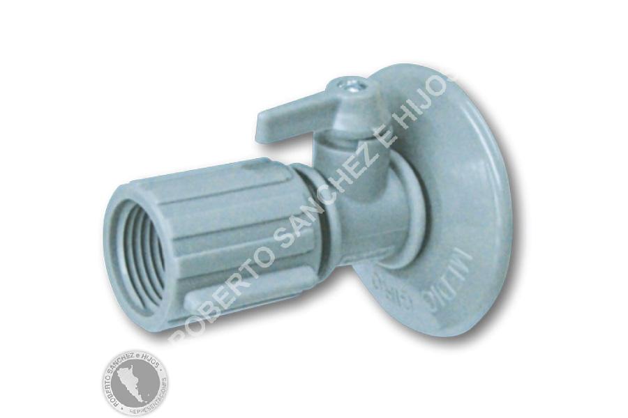 MINI VALVULA DE POLIPROPILENO PARA CONEXIONES DE FLEXIBLES - COLOR GRIS - (OFERTA X 100 UNIDADES)