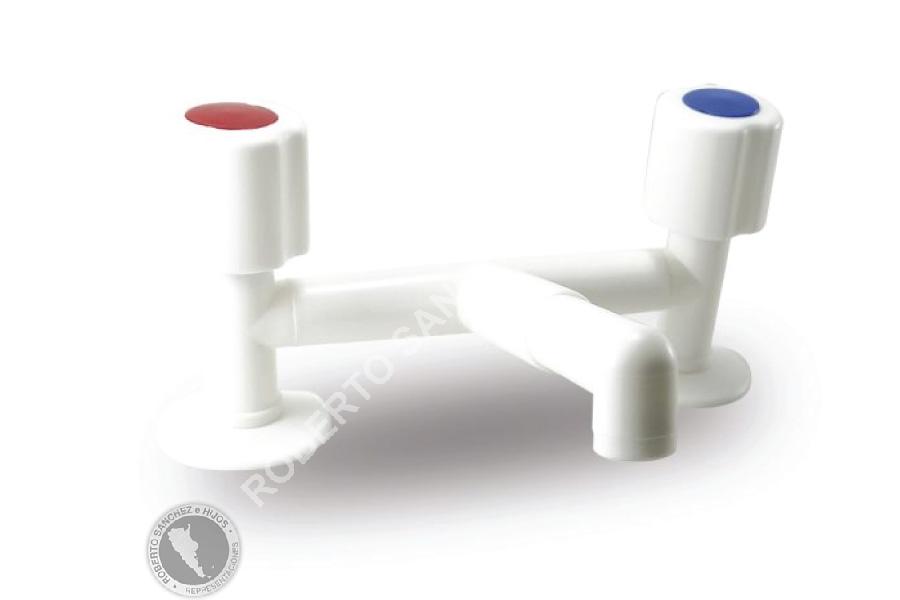 MEZCLADORA P/LAVATORIO EN POLIPROPILENO CON PICO RECTO FIJO "LINEA NUOVA" (OFERTA X 12 UNIDADES)