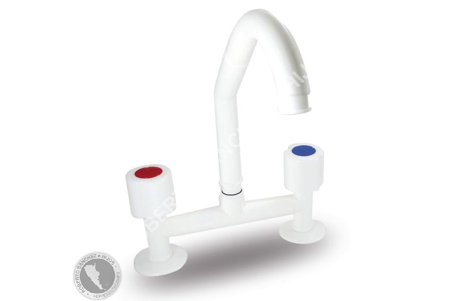 MEZCLADORA PARA MESADA EN POLIPROPILENO CON PICO CURVO ALTO MOVIL "LINEA NUOVA" (OFERTA X 12 UNIDADES)