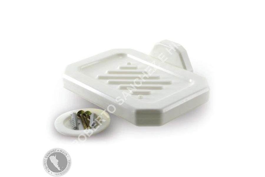 JABONERA PLASTICA COLOR BLANCA (INCLUYE TORNILLOS DE FIJACION)(OFERTA X 50 UND) 