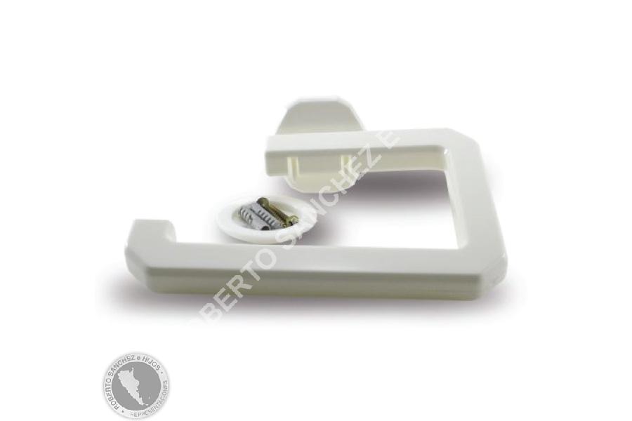PORTA ROLLO PLASTICO COLOR BLANCO (INCLUYE TORNILLOS DE FIJACION) (OFERTA X 50 UNIDADES)