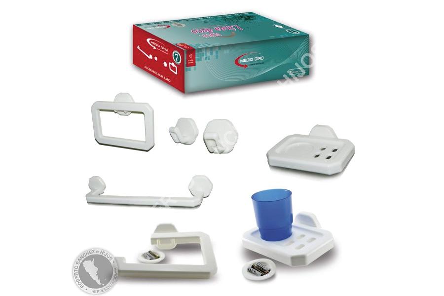 KIT LINEA DECO (ACCESORIOS PARA BAÑO) DE 7 PIEZAS (PRECIO POR KIT) (OFERTA X 12 UNIDADES)