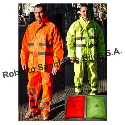 TRAJE DE LLUVIA "GOLD" ALTA VISIBILIDAD PAN/CIN -PVC/POL/PVC COLOR NARANJA FLUO TALLE "XXL" (CAJA X 20 UNIDADES)