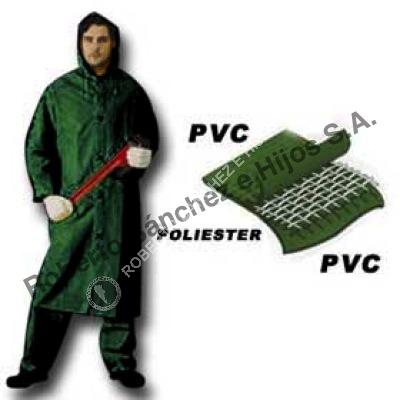 CAPA DE LLUVIA PVC/POL/PVC CON CAPUCHA COLOR VERDE TALLE "XL" (CAJA X 10 UND) 
