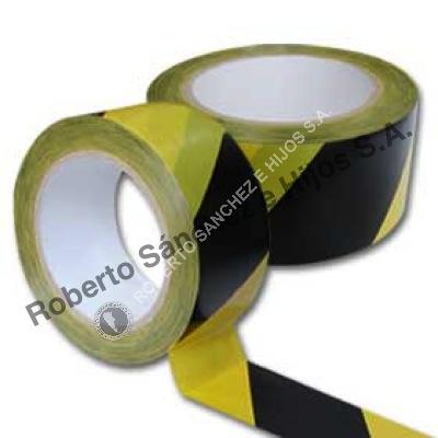 CINTA PLASTICA DEMARCATORIA AUTOADHESIVA COLOR AMARILLO & NEGRO  50 MM X 33 MTS. (CAJA X 10 UNIDADES)