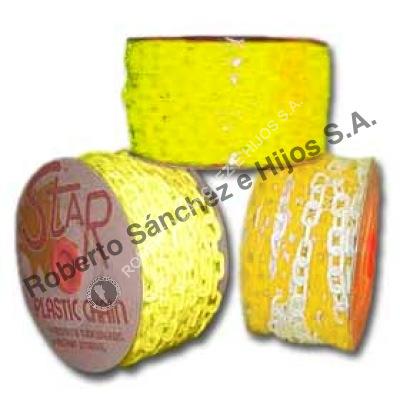 CADENA PLASTICA 05 x 20 x 49 COLOR FLUO AMARILLA (ROLLOS X 30 METROS) (CAJA X 240 MTS) (PRECIO X METRO)