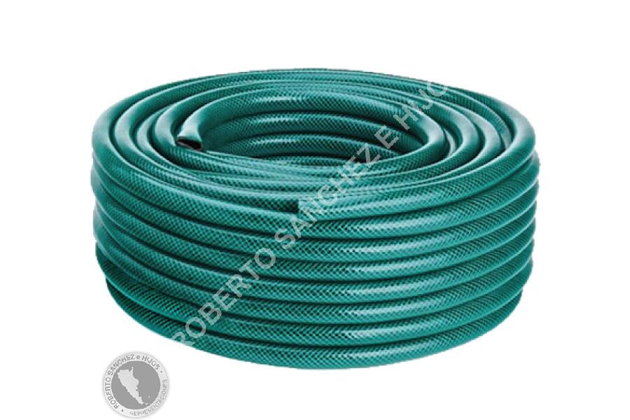 MANGUERA RIEGO PRESION 1/2" (X 25 MTS) - (MARCA JARDIN) - REFUERZO TEXTIL, COLOR VERDE (PRECIO X METRO)